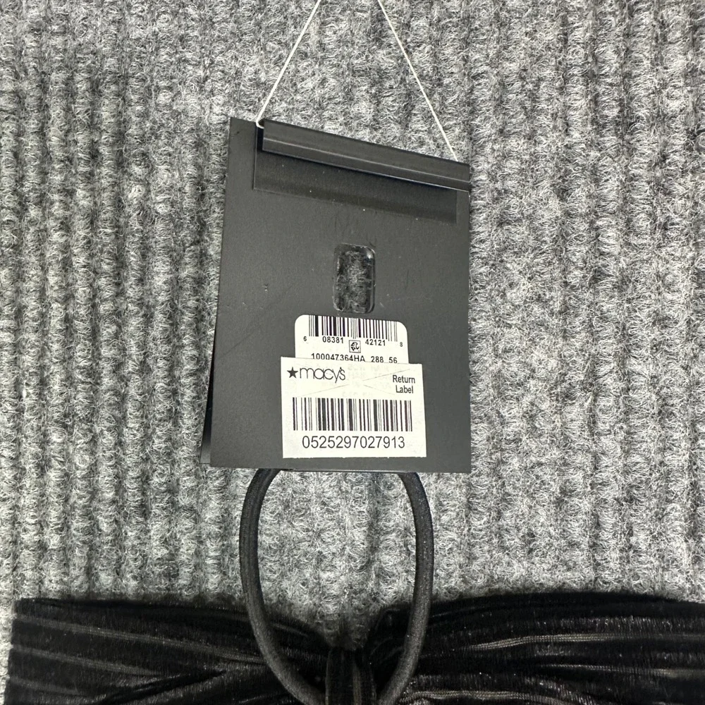 INC International Concepts Hair Tie Women OS Black New Ribbed Velvet Bow Tail